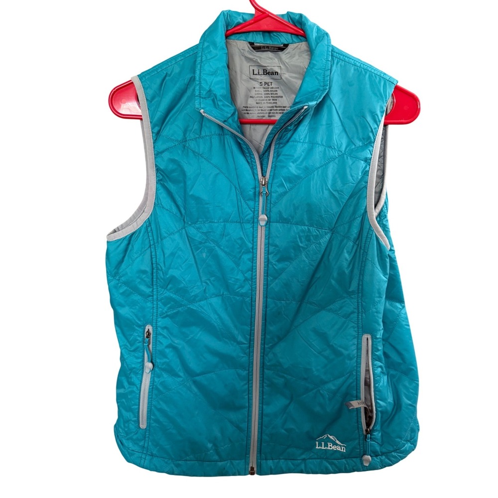 LL Bean PrimaLoft Quilted Puffer Vest Teal Blue Womens Small Petite‎ 281288